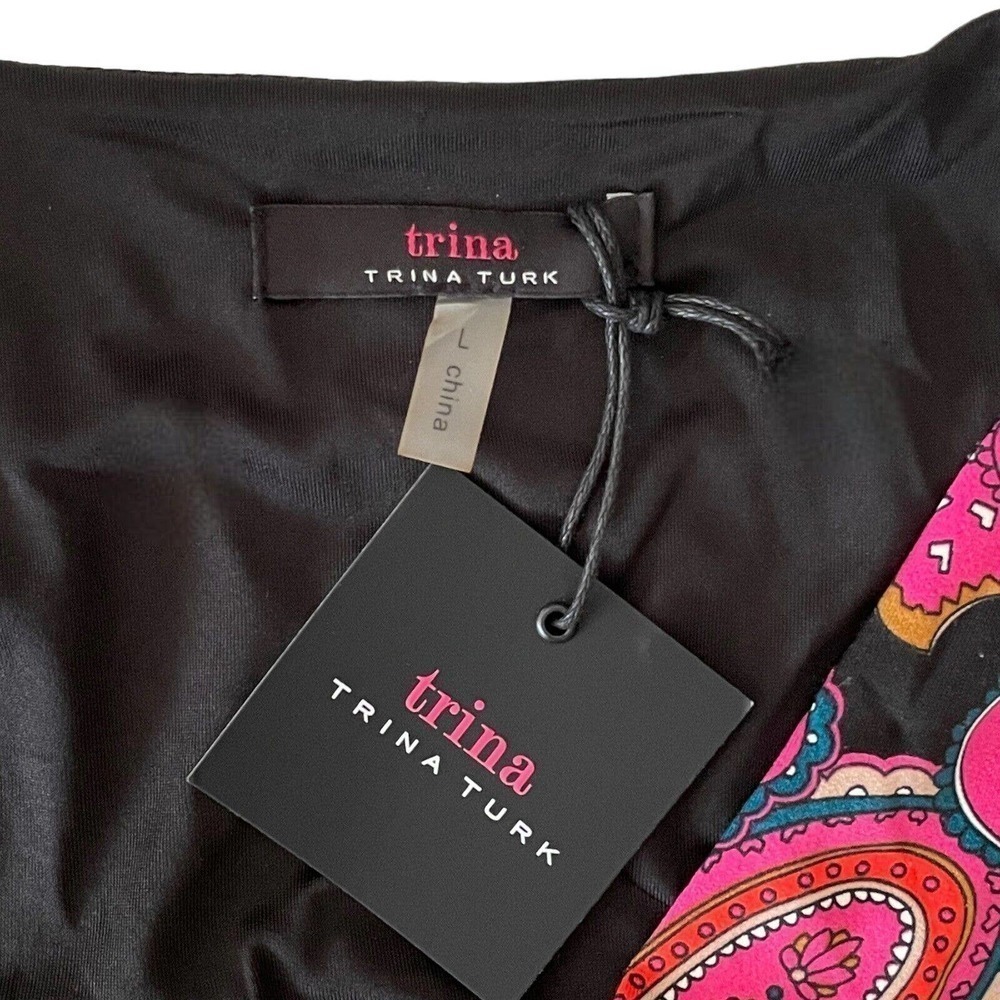 Trina Turk Birch 3/4 Sleeve Multicolor Paisley Stretch Blouson Dress Size L - Picture 4 of 13